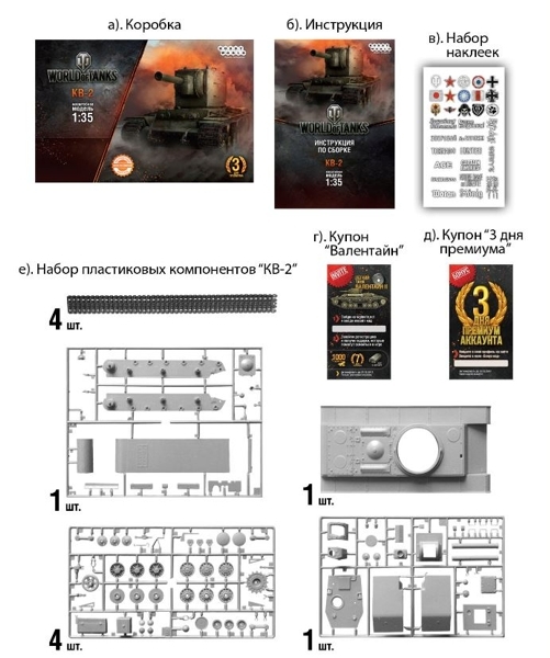 Сборная модель World of Tanks. Танк КВ-2 (1:35)