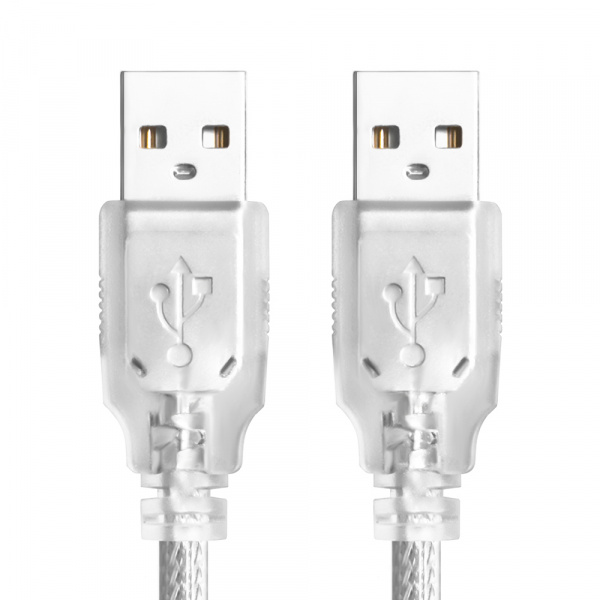 Кабель Greenconnect USB 2.0, AM/AM, 1.8 м (прозрачный) (GCR-UM3M-BB2S-1.8m)