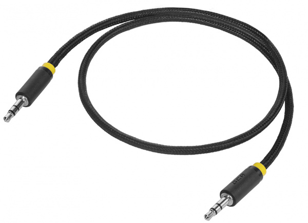 Аудио-кабель Greenconnect AUX jack 3,5 mm 1 м (черный нейлон, желтая окантовка) (GCR-AVC8114-1)