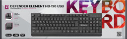 Клавиатура Defender Element HB-190 USB RU, полноразмерная для PC (черный) (45191)