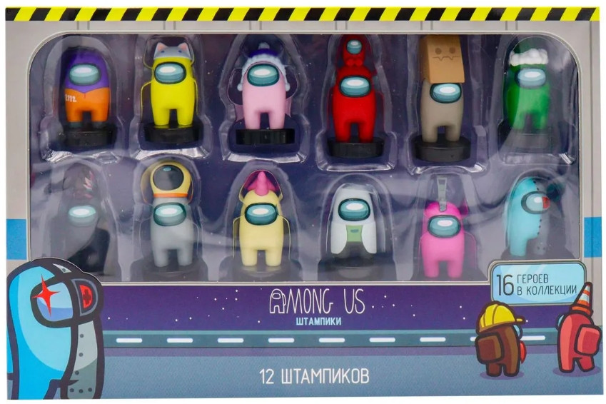Набор фигурок-штампов Among Us Делюкс: Герой Чёрный – Серия 3 (12 шт) (AU5365B)