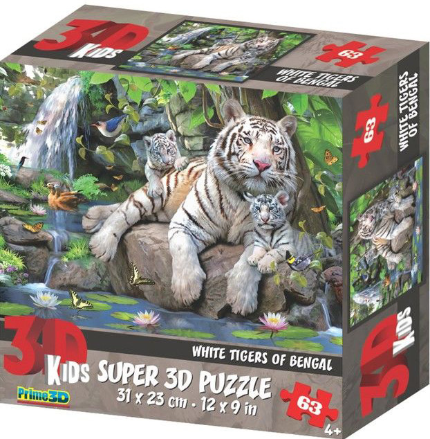 Super 3D Puzzle: Белые тигры Бенгалии