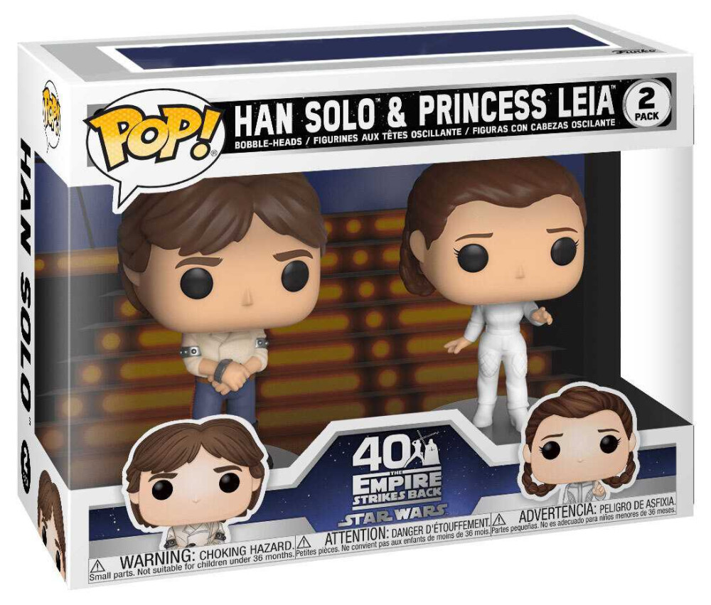  Funko POP Star Wars 40: Han Solo & Princess Leia Bobble-Head (2-Pack)