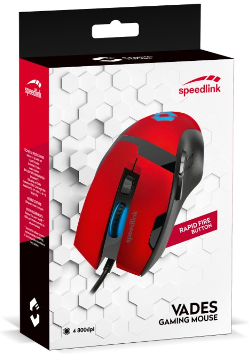 Мышь Speedlink Vades Gaming Mouse black-red проводная для PC (SL-680014-BKRD)