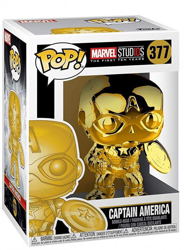 Фигурка Funko POP Marvel: The First Ten Years – Captain America Chrome Bobble-Head (9,5 см)