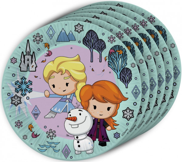 Набор бумажных тарелок Frozen 2: Chibi мятный (180 мм, 6 шт)