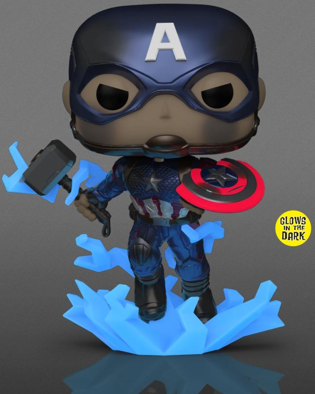  Funko POP Marvel: Avengers Endgame  Captain America With Hammer [Glows In The Dark] Exclusive Bobble-Head (9,5 )