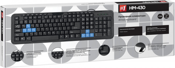 Клавиатура Defender #1HM-430 RU, полноразмерная для PC (черный) (45430)